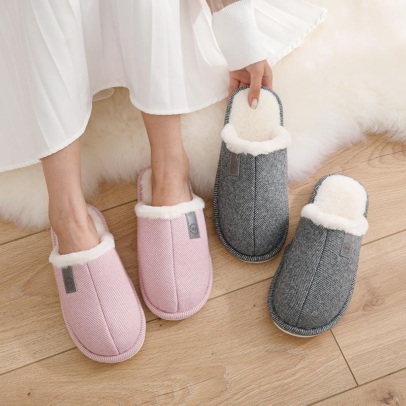 

Slippers Winter Lovers Large Cotton Shoes Plush Thickened Warm Men's Indoor Home Anti-skid Sole Women's, Pink