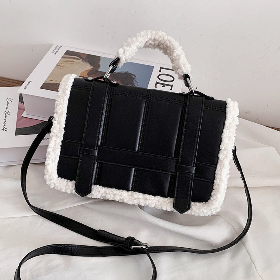 

Fashion Plush Women's Handbag Casual Lambswool Pu Leather Women Shoulder Bag Brand Messenger Crossbody Bags for Women 2021 Purse C0308, Blackbrown