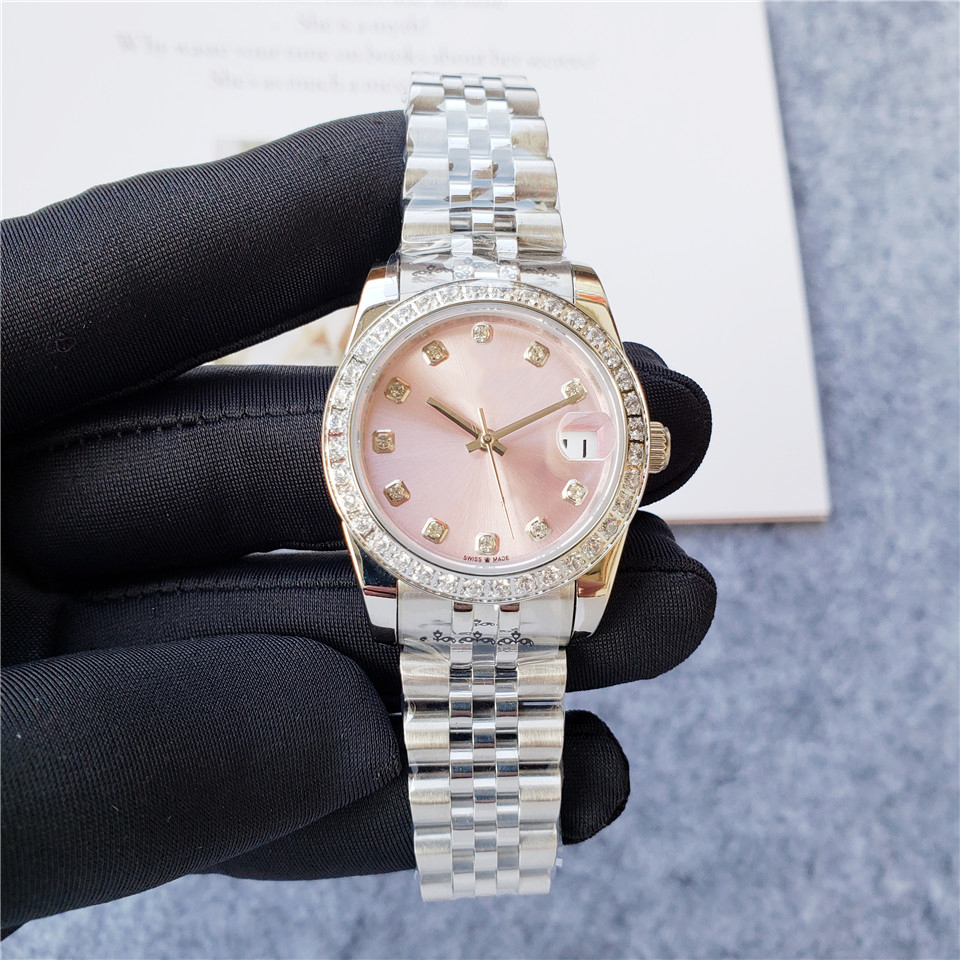 

Hot Selling Styles Pink Dial watch Diamond bezel Women Stainless Watches Automatic Mechanical watch 31mm, Upgraded waterproof