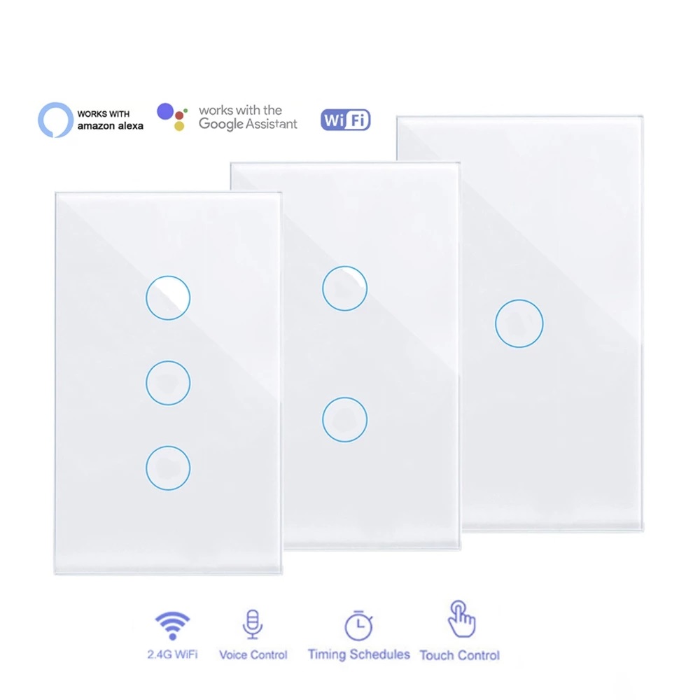 

WiFi Smart Wall Light Switch No Neutral Wire Reqired Smart Life Tuya App Control Works with Alexa Google Home 110V 220V RF433