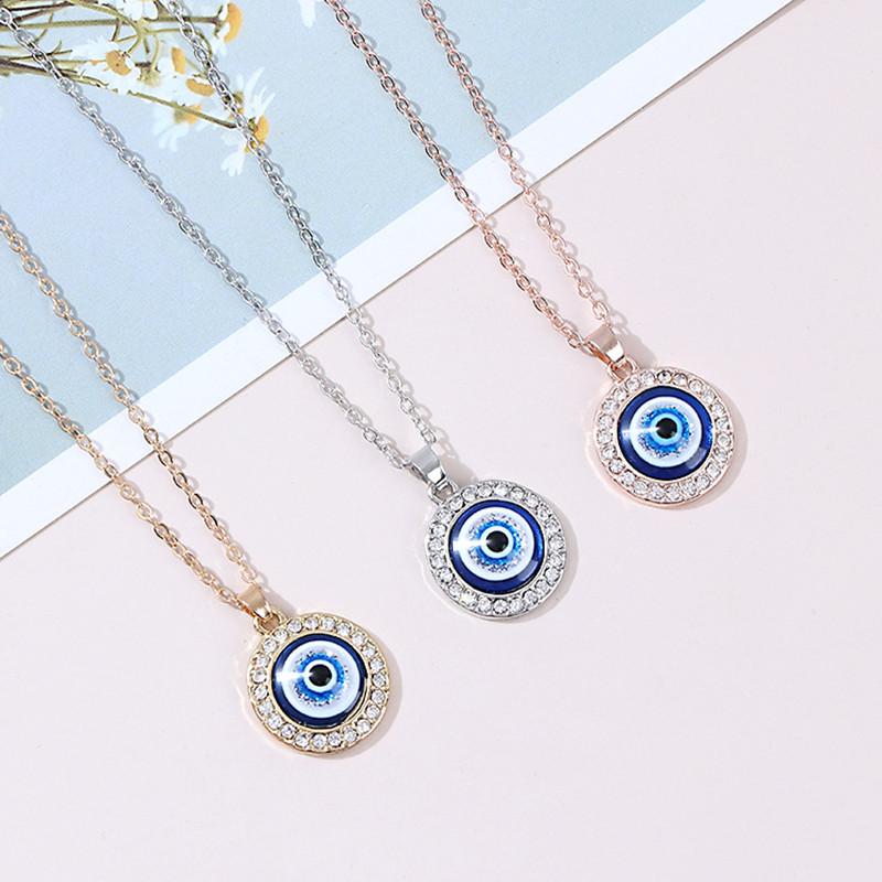 

Pendant Necklaces Turkish Devil's Eye Necklace Crystal Blue Men's And Women's Fashion Temperament Jewelry, Silver