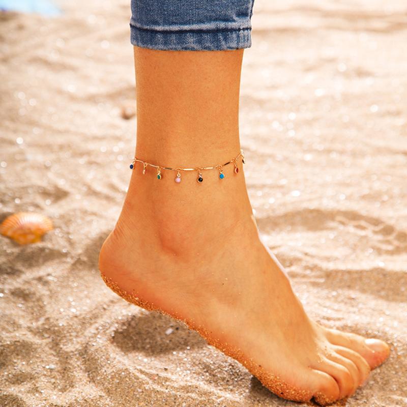 

Anklets Diamond Candy For Women Stainless Steel Gold Alphabet Anklet Bracelet Boho Foot Jewelry Gift Accesorios Mujer, Red;blue