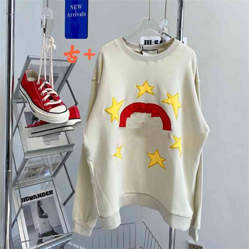

2021 early autumn new jacket five-star embroidery solid color round neck fashion brand sweater for men and women, Black