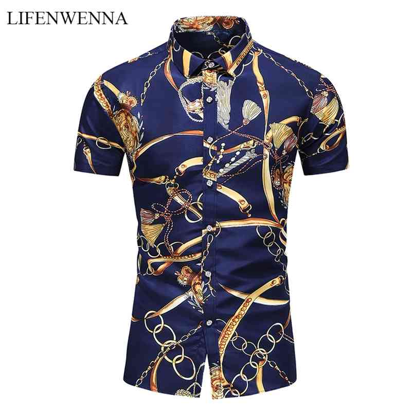 

5XL 6XL 7XL Shirt Men Summer Fashion Personality Printed Short Sleeve Shirts Men Casual Plus Size Beach Hawaiian Shirt 210628, 9010
