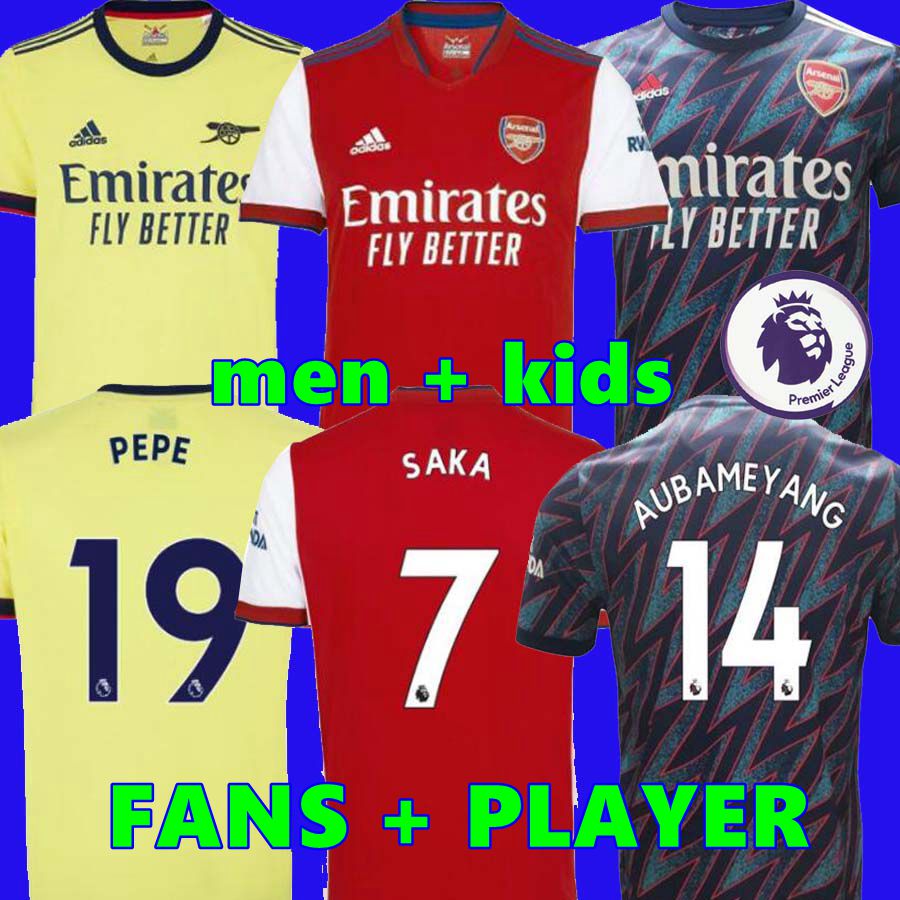 

Fans Player Version 21 22 Arsenal soccer jersey TAVARES PEPE SAKA THOMAS WILLIAN LACAZETTE 2022 football shirt Men Kids kit Maillot Camiseta futbol AUBAMEYANG Xhaka, Home adult