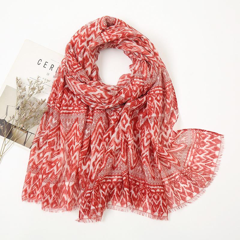 

Berets Fashion Autumn Women Viscose Scarf Aztec Geometric Fringe Beach Shawls And Wraps Female Foulard Echarpe Muslim Hijab 180*90Cm, Blue;gray