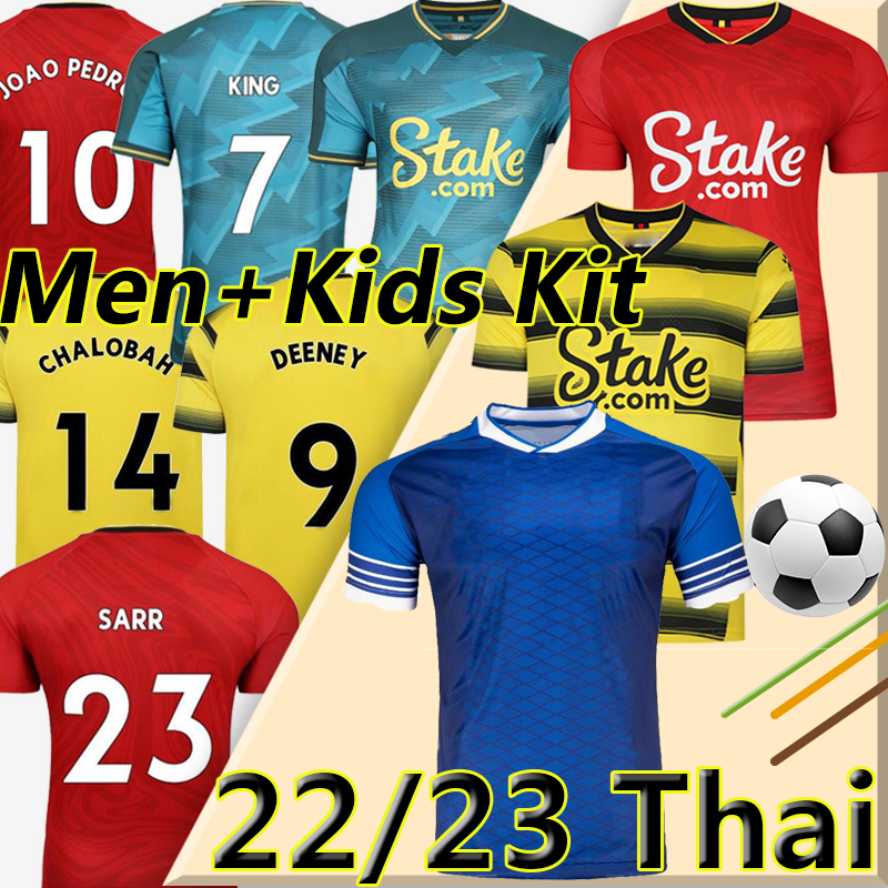 

21/22/23 The Hornets Soccer Jerseys #9 DEENEY #10 Joao Pedro 2021 2022 Away Red #23 SARR #12 SEMA #18 GRAY #14 CHALOBAH #7 KING #25 DENNIS 3rd Blue football Shirt Uniforms, Wotefude 21-22 away