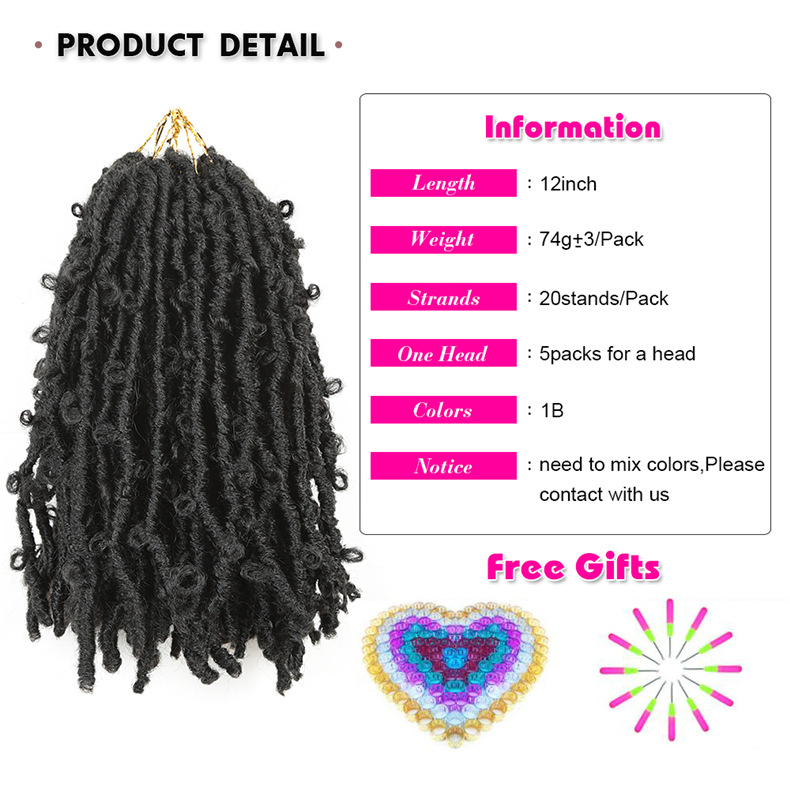 

light ombre Synthetic Hair Extension 16inch Butterfly Locs Crochet knots Chemical Fiber locks Braidrf Butterflies Knitting pre Spot 2021 Butterflys, #1b