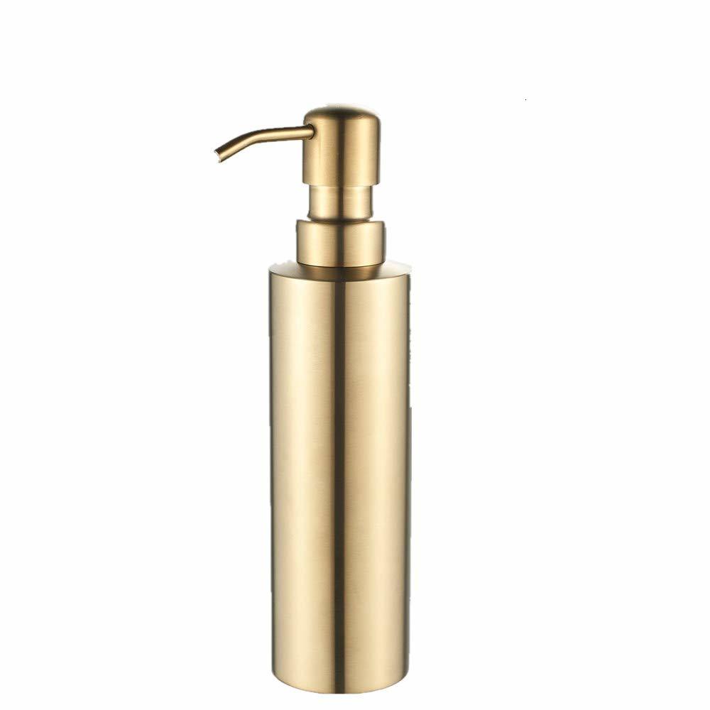 

2021 New Brushed Gold Stainless Steel Refillable Soap Dispenser Bottle Bathroom Vanity Bench Ajmj