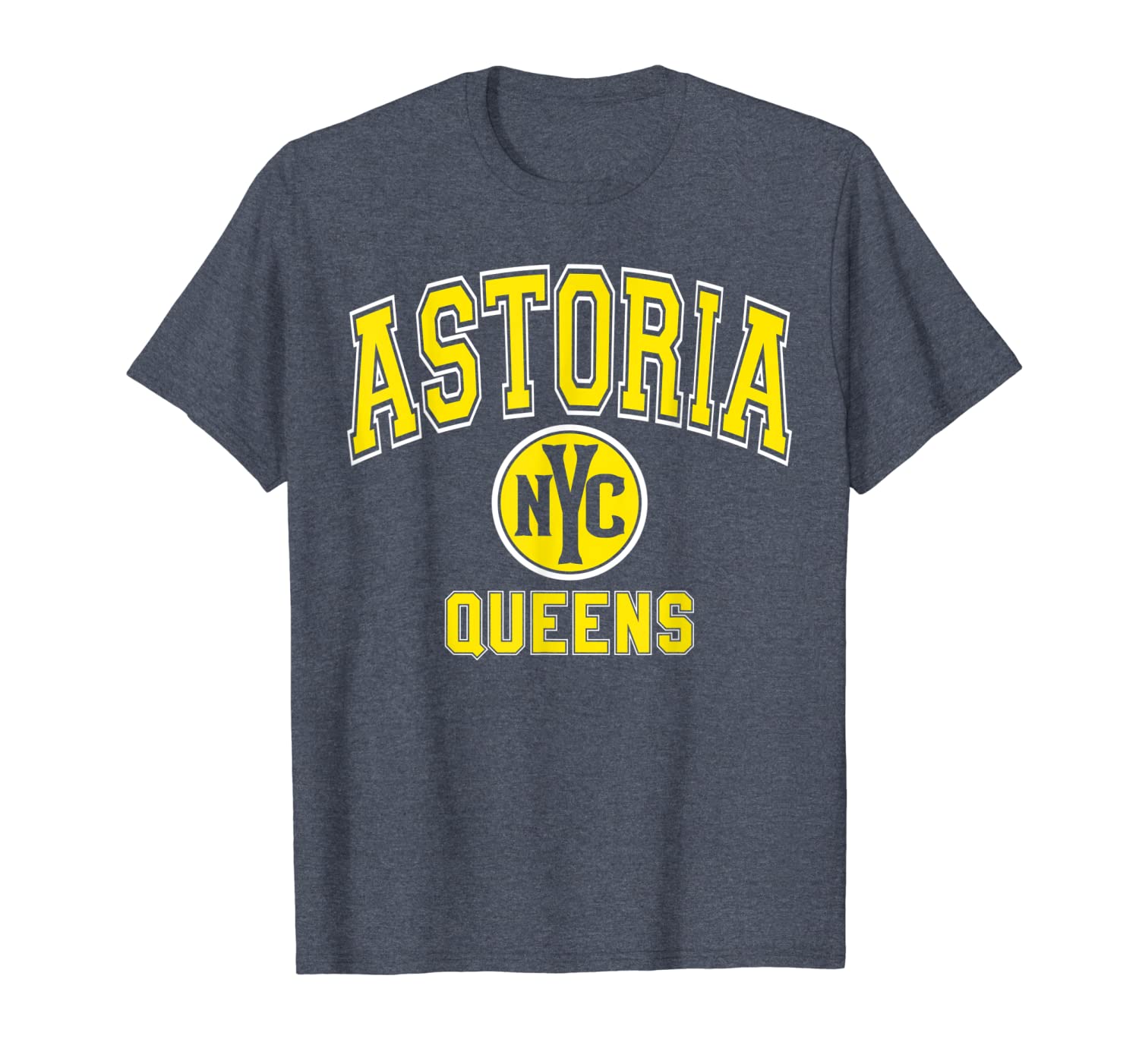 

Astoria T Shirt - NYC Varsity Style Yellow Print, White;black