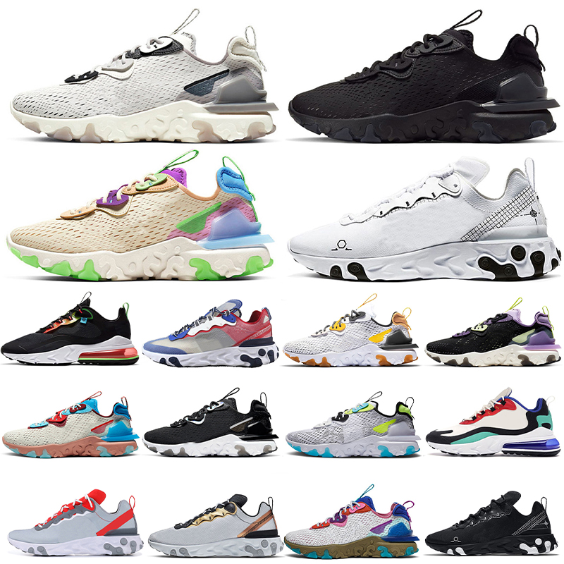 

2021 Women Mens Running Shoes React Vision Element 55 87 Sail Light Bone Royal Tint Vast Grey Black Iridescent Desert Oasis Sports Trainers Sneakers, C18 36-45 hip hop triple black