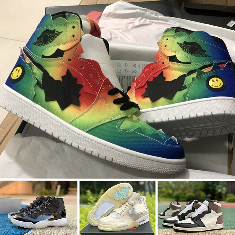 

NEW ARRIVAL 2021 Basketball Shoes 1s 4s 11s Top Quality J Balvin OG Jumpman 25th Anniversary White Men Women Off Sail Luxurys Sneakers, 1 tie dye