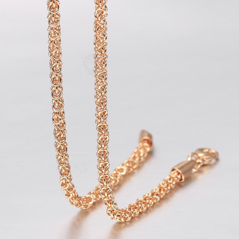 

Pendant Necklaces Fashion 585 Rose Gold Necklace For Women Men Popcorn Weaving Link Chain Elegant Wedding Jewelry CN45