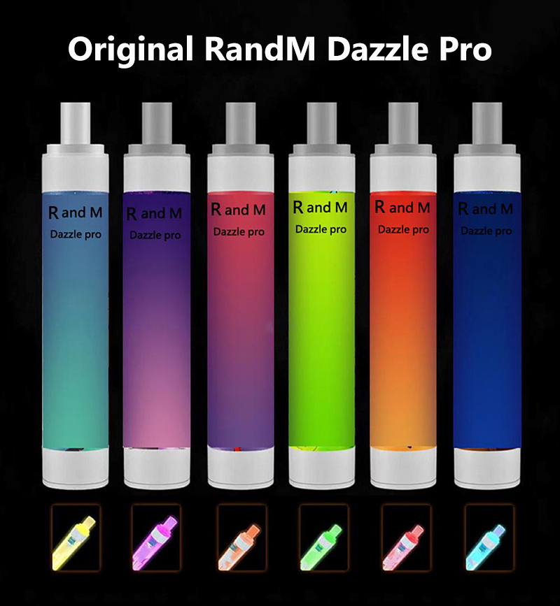 

Original RandM Dazzle Pro Disposable Electronic Cigarettes 2600 Puffs Rechargeable Battery 6ml With Colorful RGB Light 12 Colors 6% Vape Device