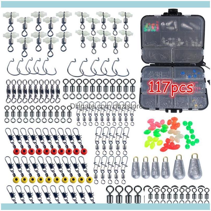 

Sports Outdoors177Pcs Crank Hook Snaps Rolling Swivel Fishing Connector & Luminous Beads Sinker Tackle Boxes Aessories Kit Drop Delivery 202