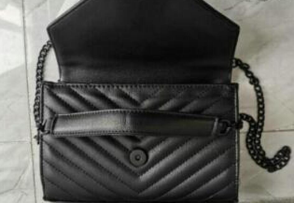 

Luxury designer handbag leather ladies metal chain shoulder bag high quality flap bag messenger bag wholesale, Black