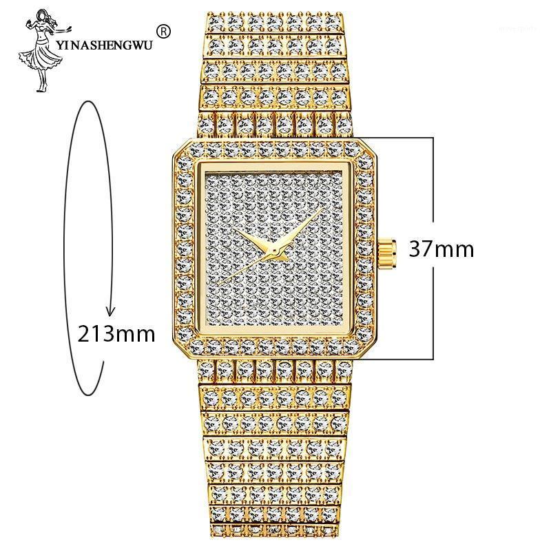 

Hip Hop Full Rhinestones Iced Out Quartz Watches Men Women Square Bling Gold Watch Fashion Jewelry For Wristwatches, Silver watch