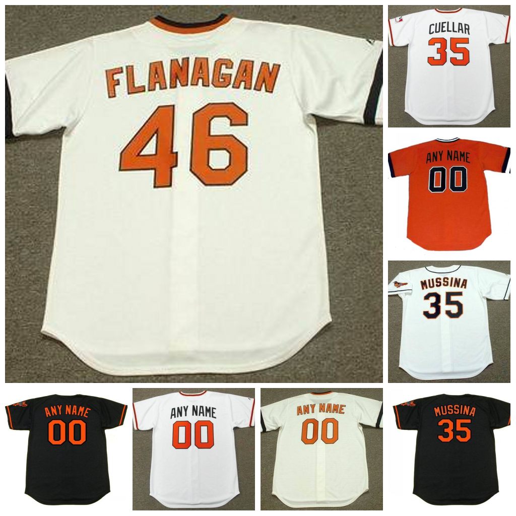 

Vintage Baseball Jersey CUELLAR MUSSINA MIKE FLANAGAN, Custom 1980's beige