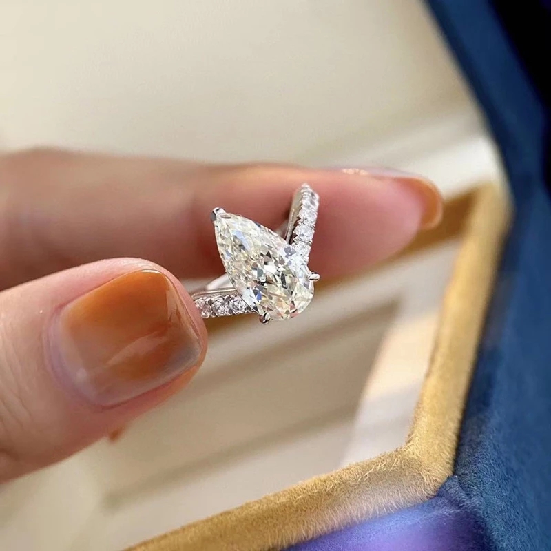 

Sparkle water drop single diamond ring imitates imported mosan