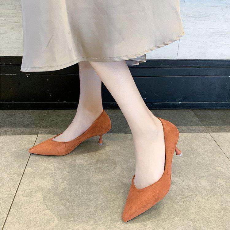 

Pointed Single Shoes Female Shallow Mouth Fairy Stiletto Wild Small Clear 2021 Girl High Heels1, Beige
