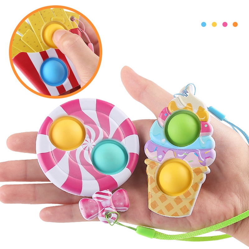 

Cute Cartoon Ice Cream Mini Push Bubble Sensory Fidget Toys Keychain Autism Squishy Stress Reliever for Adult Kids Stitch Toy 0727