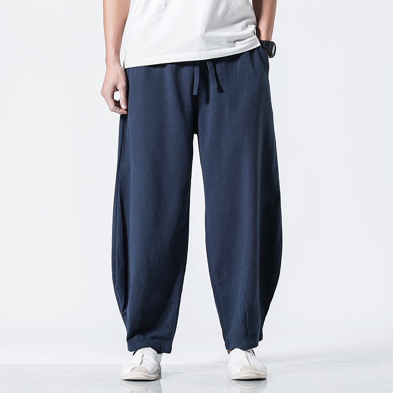 

2021 New Hiphop Hare Baggy Bloomers Men Sweatpant Cotton Linen Joggers Man Pantalone Pants Hombre 2sxc, Khaki.