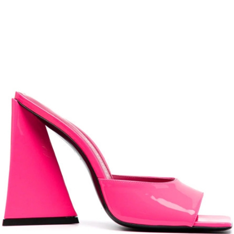 

luxury slippers chengdu sho 2021 summer square head high-heeled sandals with special-shaped heel's large size 40-48, Black