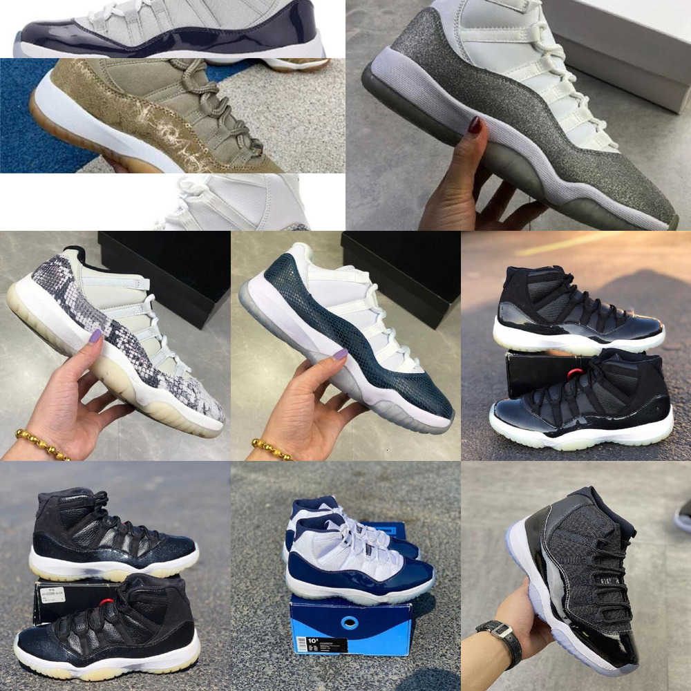 

eakers 11 11s Mens Basketball Shoes Jumpman 25th Anniversary Low Bred Concord 45 Cap and Gown 72-10 White Metallic Silver Running 17, #22
