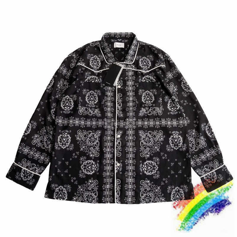 

Men' T-Shirts t shirts fw Shirt Men Women 1:1 High-quality Cashew Flower Buttoned Long Sleeve Tees RHUDE  IEQ9