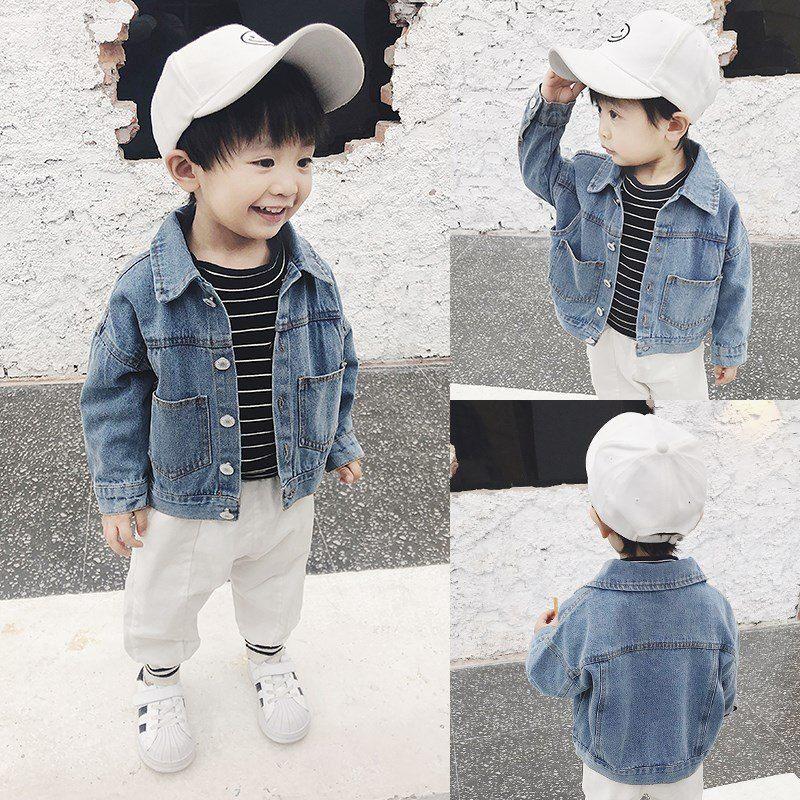 

Jackets Kids Denim For Girls Boys Streetwear Baby Coats Spring Fall Fashion Single-breasted Pocket Outerwear Jacket Clothes, Blue;gray