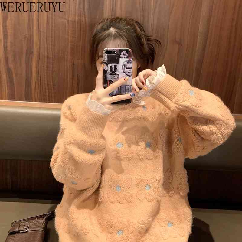 

WERUERUYU Autumn Winter Sweater Women Harajuku Jumper Pullovers Oversized Sweaters Korean Vintage Knitwear 210608, Photo color