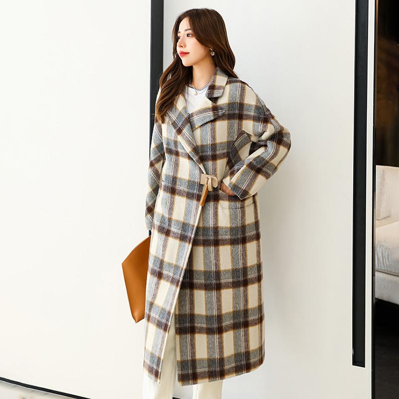 

Women's Wool & Blends 2021 Winter Real Coat Warm Jacket Lady's Long Trench Outerwear FG3745, As picture