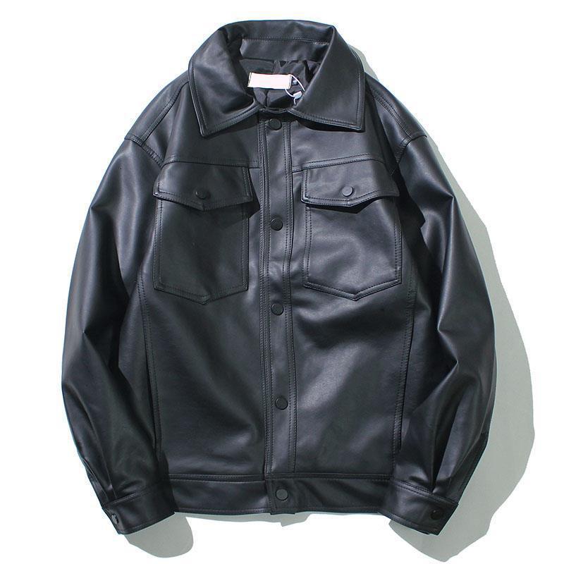 

2021 Arrival New Hot Spring Bike Sale Releases Youth Casual Plutonium Students Synthetic Leather Jacket Turn-down Collar 3rl8, Black
