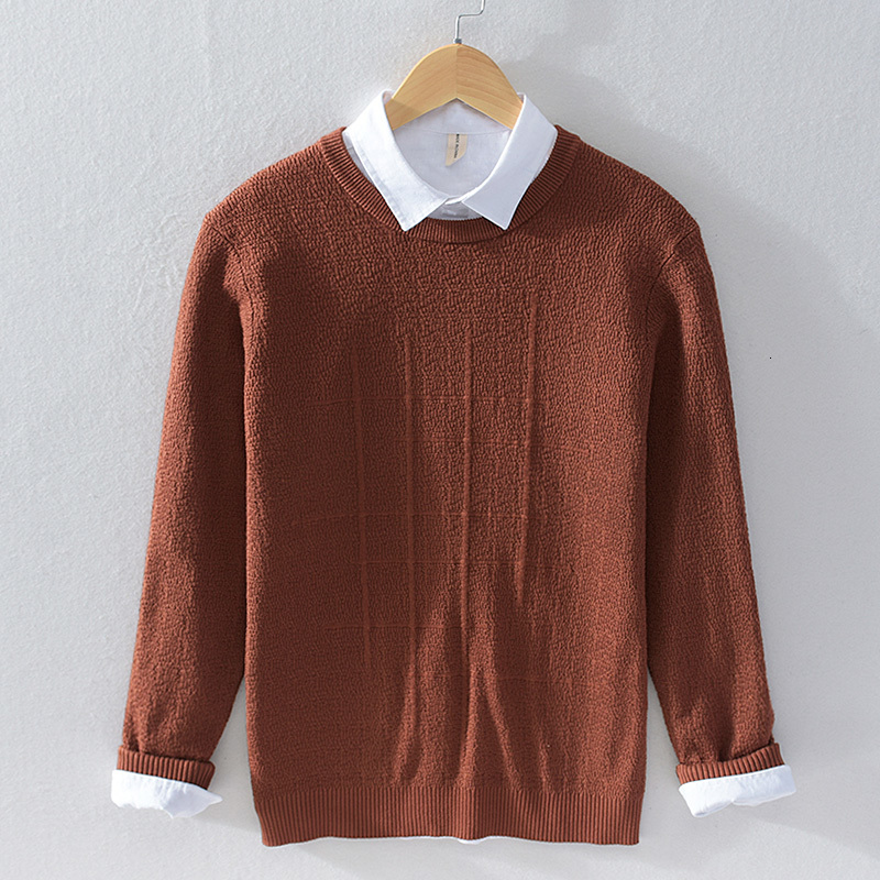 

2021 New Primavera e Outono De Manga Longa Itlia Masculina Casual Maglione Camisola Dos Homens Camisolas Confortveis Svetr Chandail Zkvn, Coffee