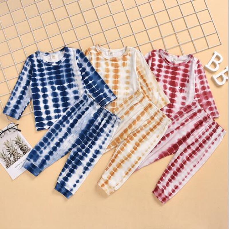

2021 New Fashion Autumn Tie-dye Print Kids Clothes Baby Boys Girls Two Pieces Tracksuit Children Clothing Set Shirt Tops+pants 3lpy, Blue