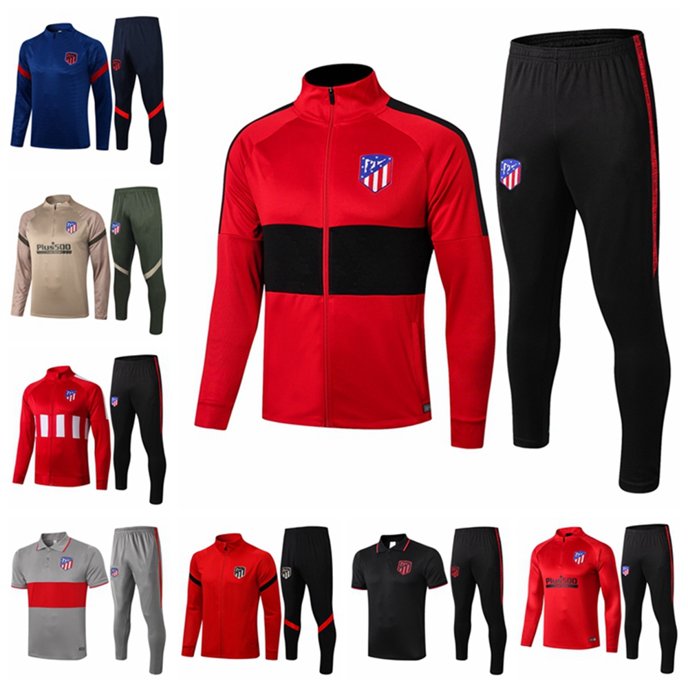 

21/22 Survetement Zipper Jacket Training suit Soccer tracksuits Madrid JOAO FELIX SUAREZ KOKE Polo Football Tracksuit Maillots de Foot Atlet, Gray