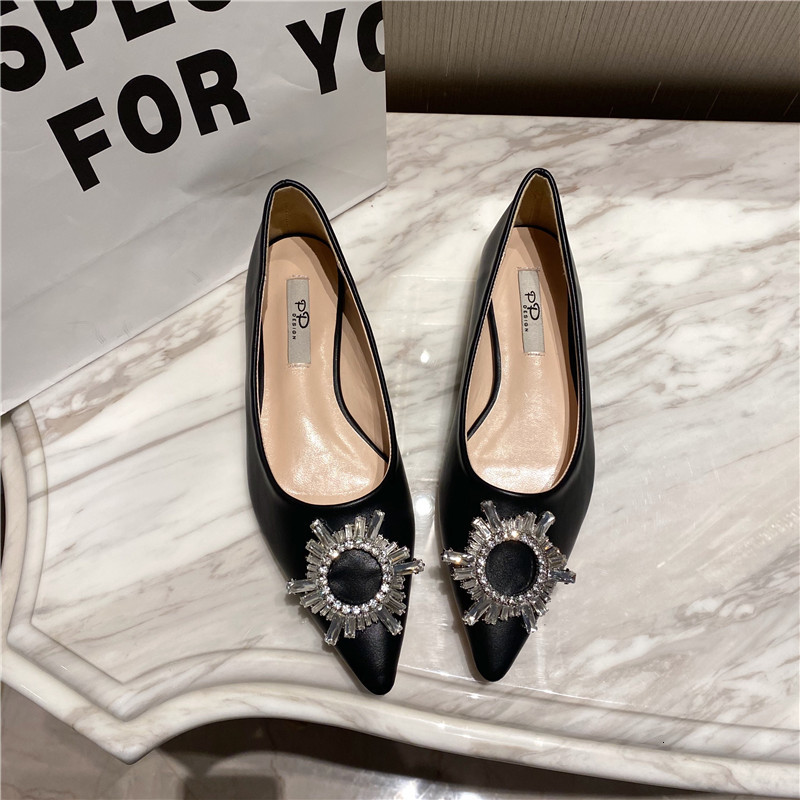 

Dress Shoes Fashion designer ballerina pointed toe ballet shoes women's gliding in casual moccasins strass UWX7, 1# shoe box