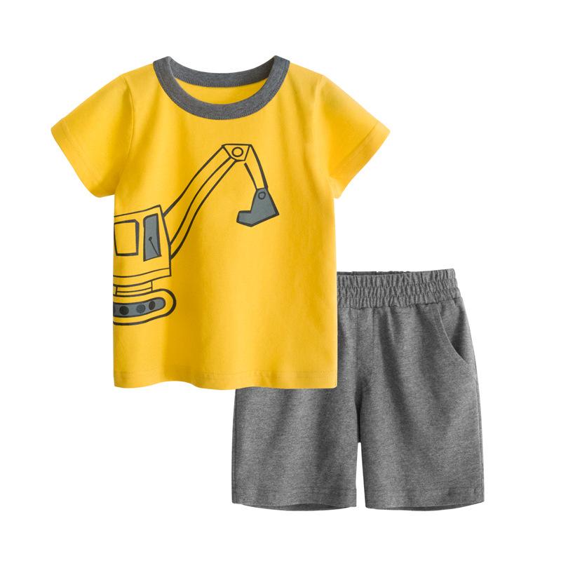 

Clothing Sets Spring Summer Cartoon Printing Kids Boy Clothes Cute T-shirts Shorts 2PC Children's, Orange
