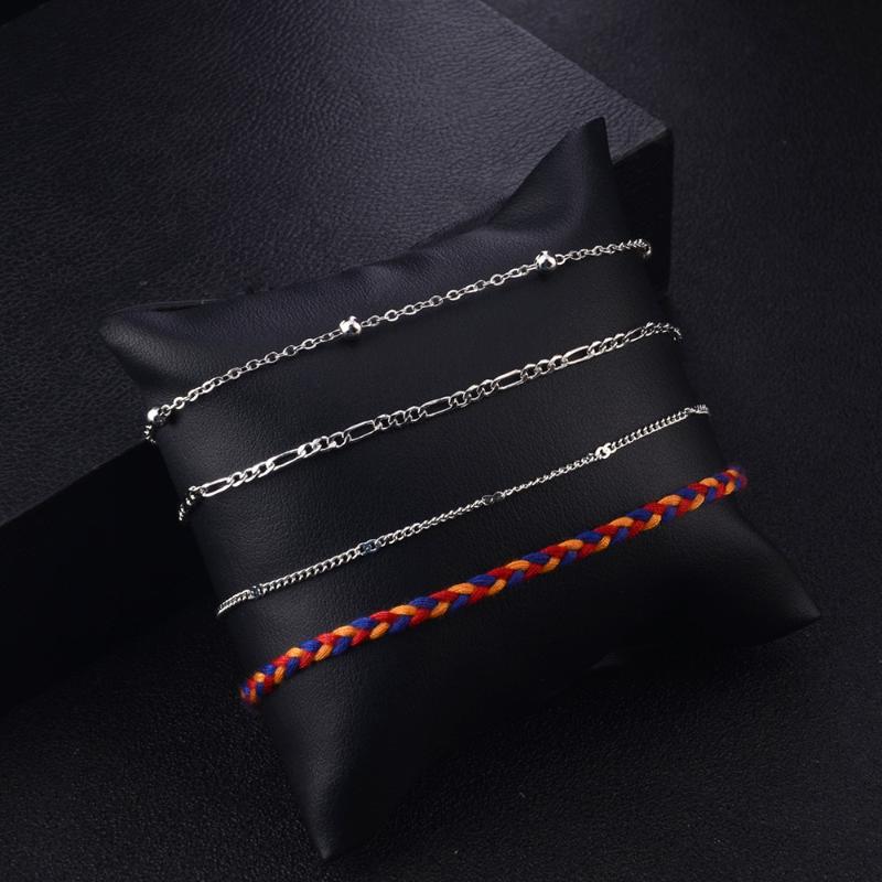 

Anklets 4pcs/set Rainbow Anklet Fashion Women Bare Foot Chain Bohemian Style Summer Beach Casual Jewelry Girls Birthday Gift LL4, Red;blue
