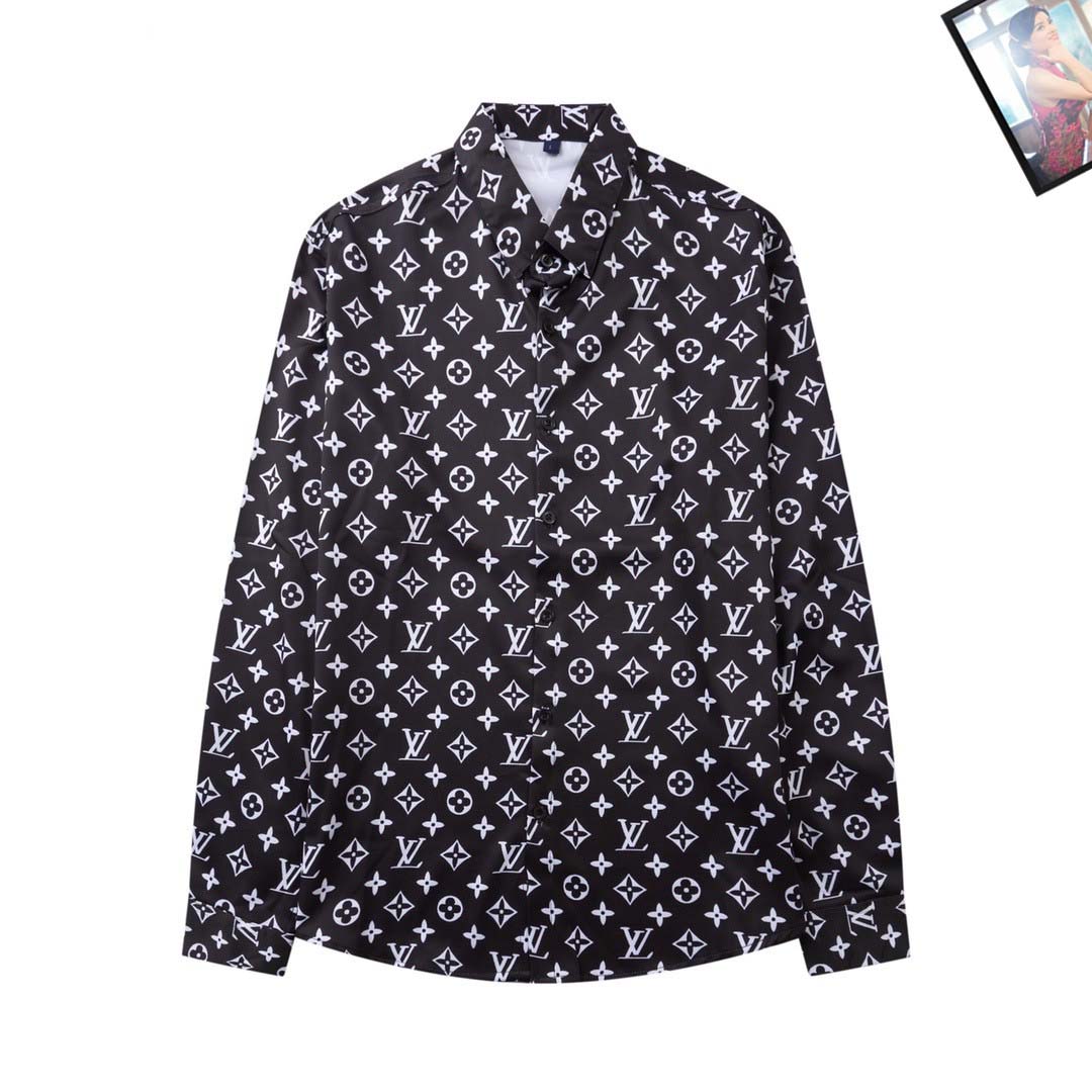 

2021Men's shirt slim fit fashion animal print men's formal shirt social long-sleeved shirt men's clothing, White;black