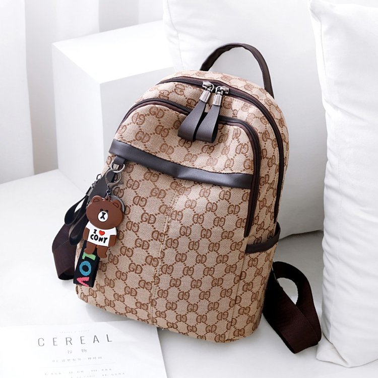 

Sole by designer New Fashion Pendant bear fashion backpack 8915 purse, Khaki