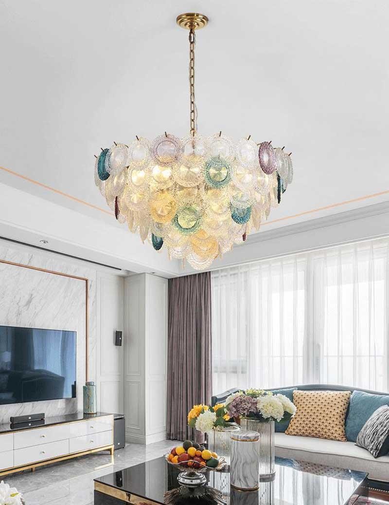 Fashion color chandelier Modern stained glass led chandelier lighting creative bedroom personality living room home decoration pendant lamps-image-620544777