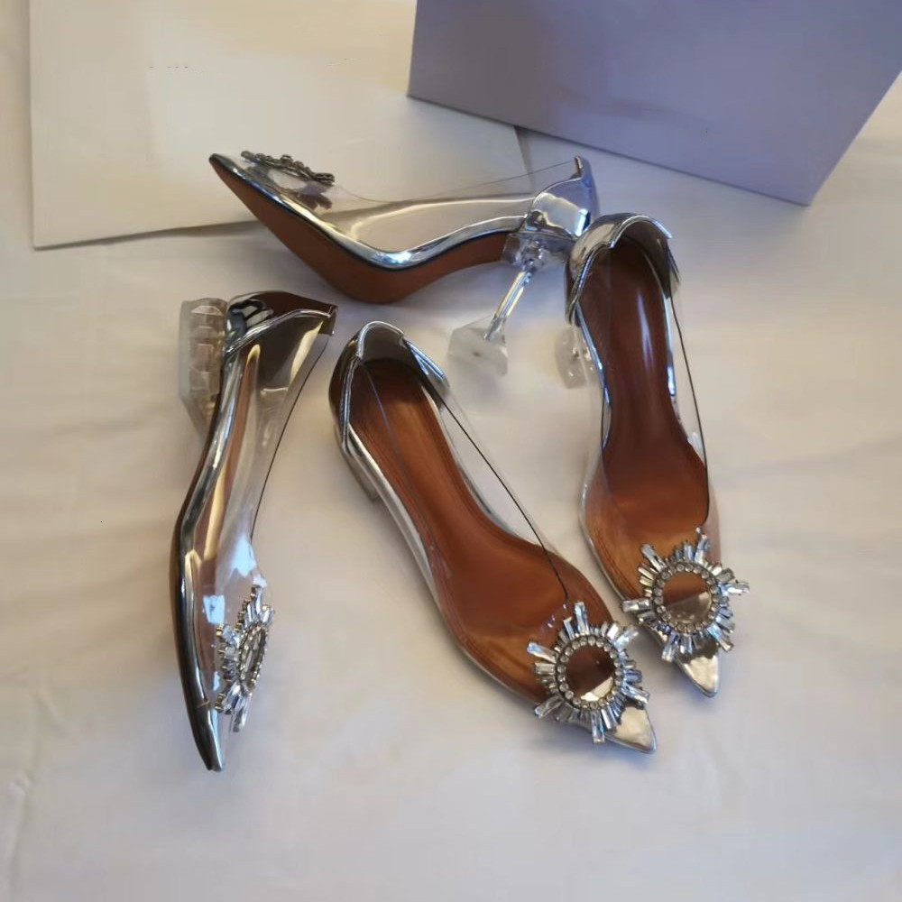 

Sandals Ponta de strass transparente dia fivela sapatos femininos VHR7, 1# shoe box