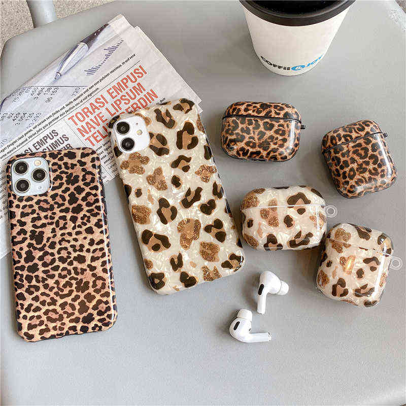 

Retro leopard spot painted phone Case for Apple airpods 2 Pro Earphone case For iphone 11 12 13 Pro XR XS MAX 7P silicone cover Y1028