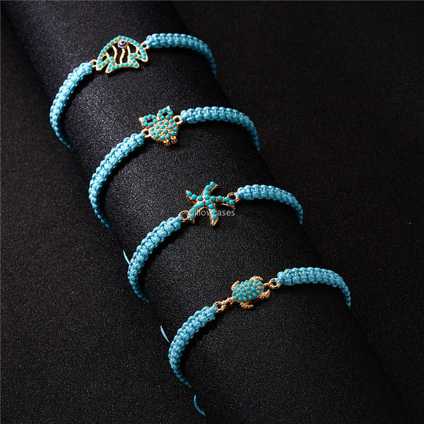 

Charm Turquoise Infinity Heart Bracelet Weave Pull Adjustable Bracelets for Women Girls Fashion Jewelry Gift Will and Sandy