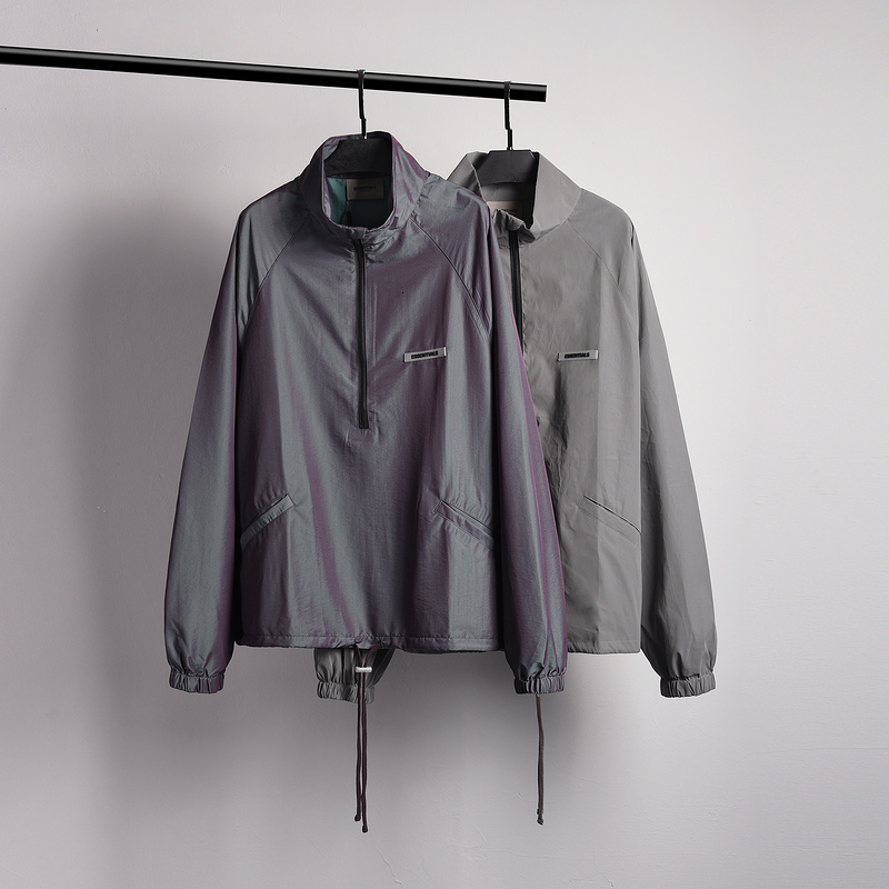 

New 2021 Fog Style Essentials Patched Reflection Women Windbreaker Hiphop Men Half Jacket Coat Dlns, 3314