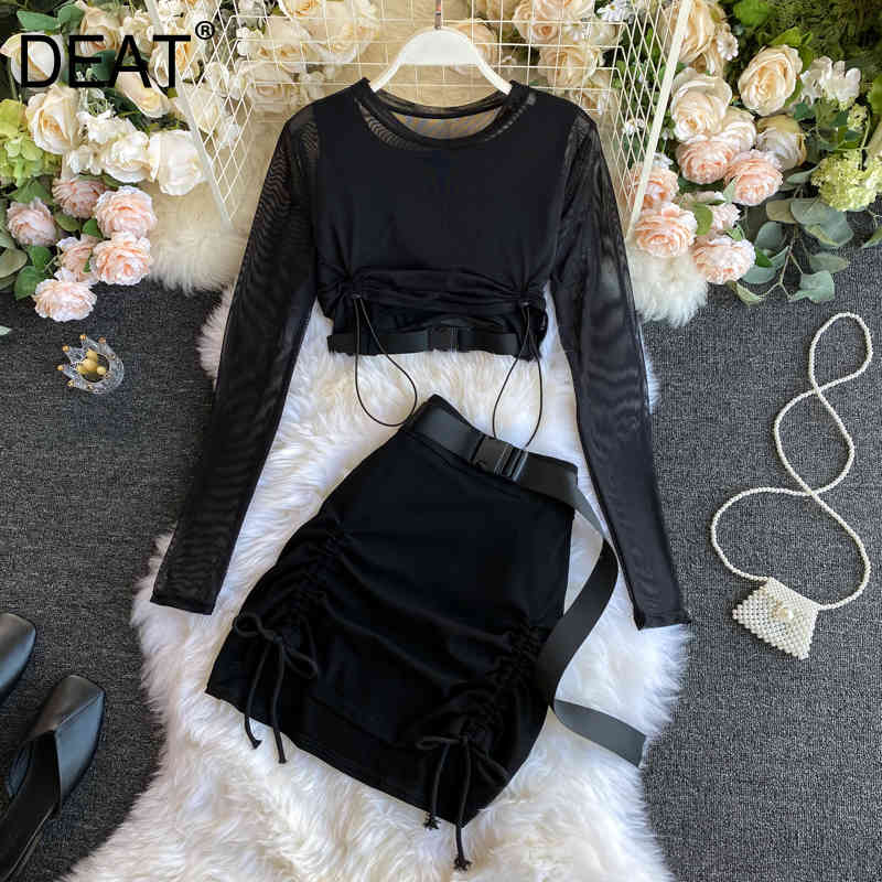 

Women black mini skirt arrivals mesh short two piece set Fashion Spring Summer 11D247 210525