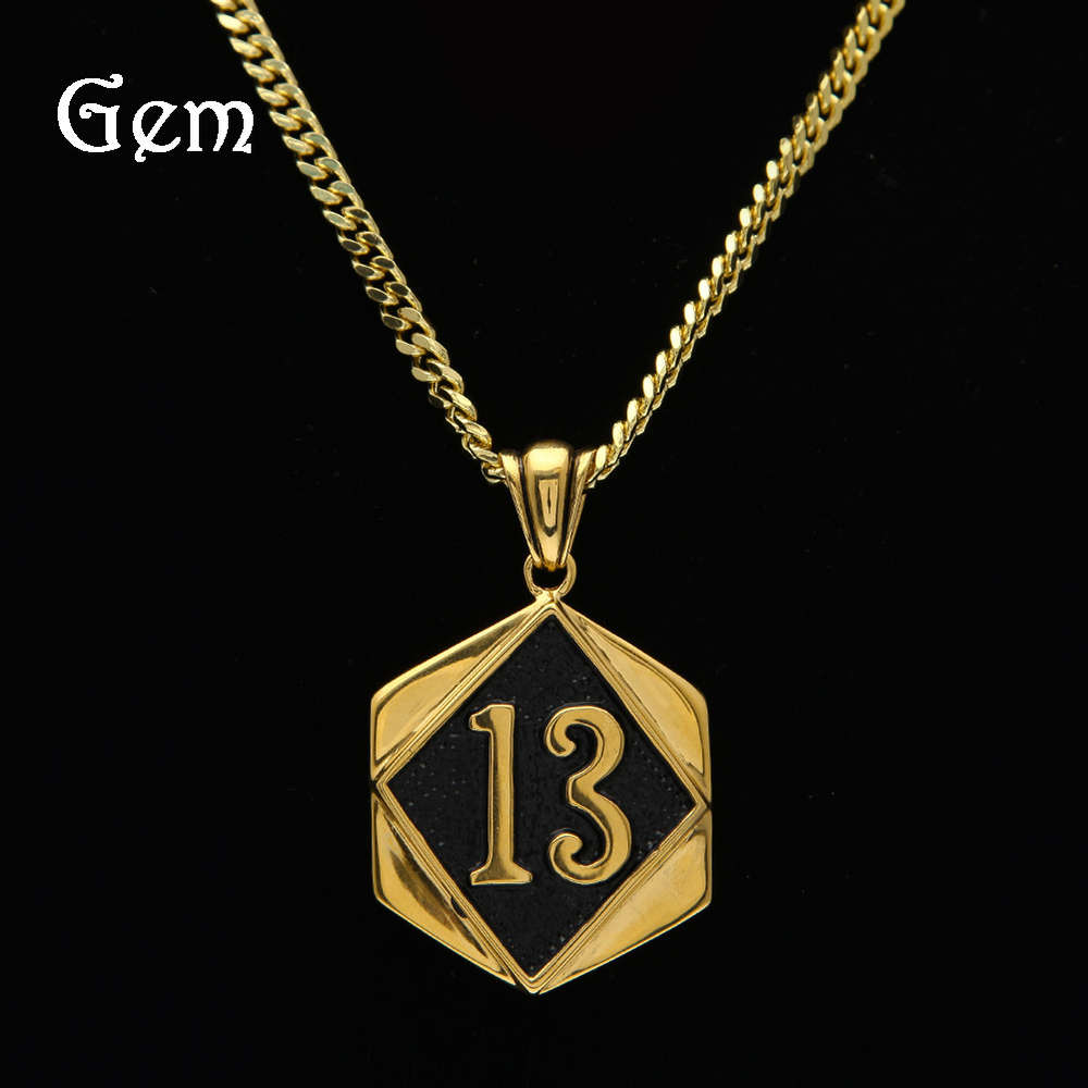 

Men's new hip hop Pendant lucky13 lucky number tag necklace