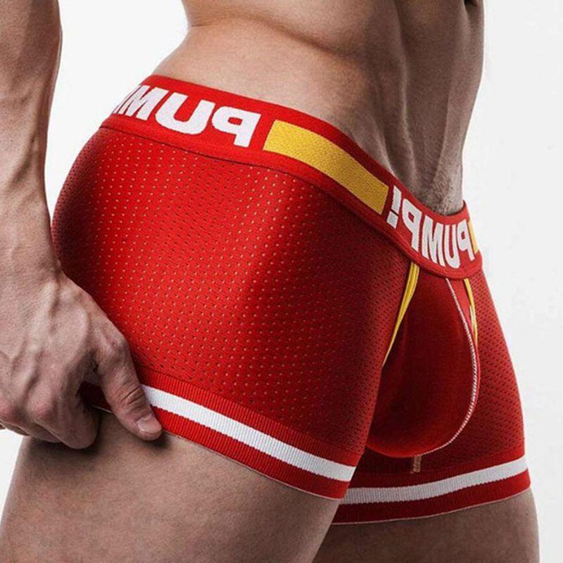 

Underpants Breathable Mens Boxers Cotton Underwear Boxer Men Shorts U Pouch Mesh Man Panties Gay Boxershorts Long Style, Black;white