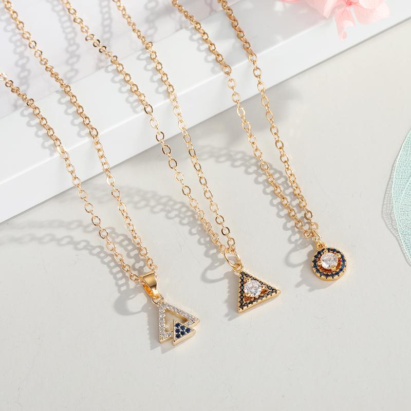 Pendant Necklaces Dayoff 1PC Geometric Rhinestone Small Necklace For Womens Jewelry Blue Crystal Choker Clavicel Chains N698-3-image-708522172
